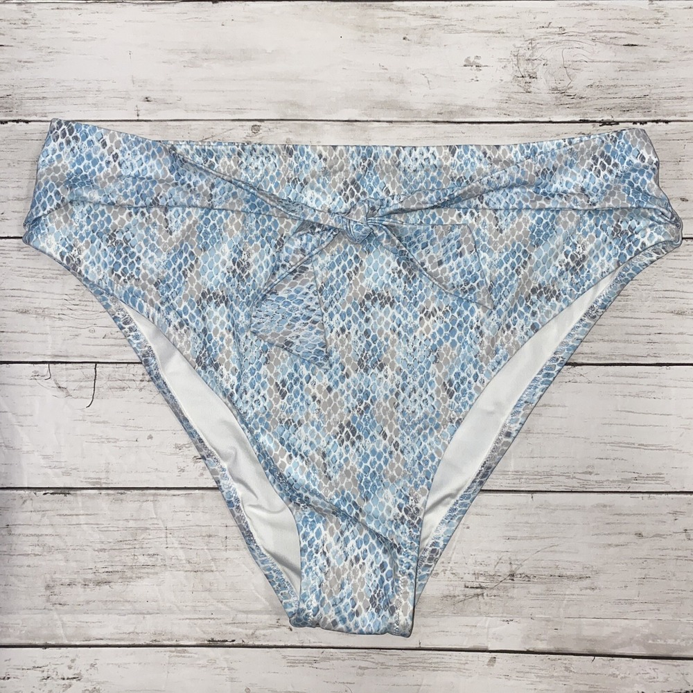 Snakeskin Bikini Bottom X Large Blue Shade & Shore Swim NEW Target High Waist XL